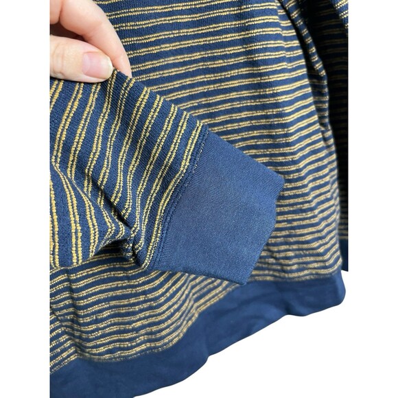 J.Crew Long-Sleeve Textured Sweater-Tee in Navy Gold Stripe US Men's Medium M - Picture 8 of 12